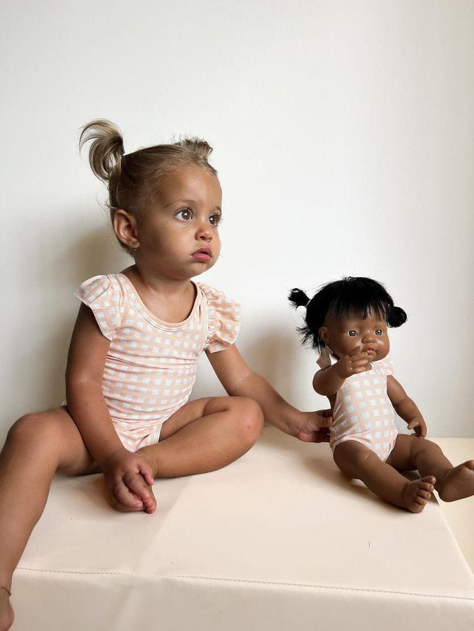 Matching Doll & Me - Gingham Peach Bathers