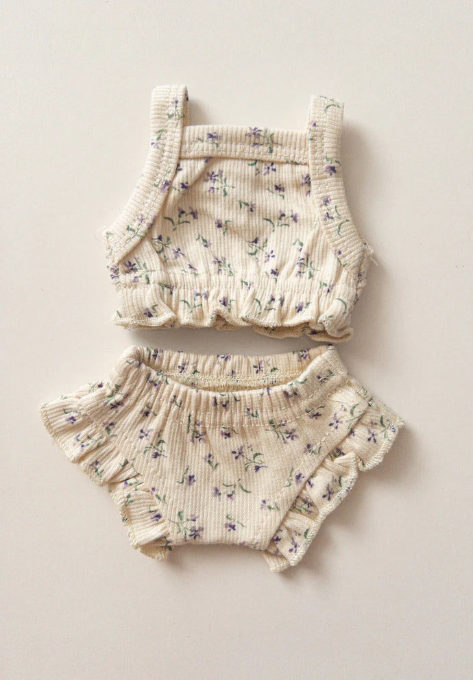 2pc set singlet and ribbed shorts- vintage floral