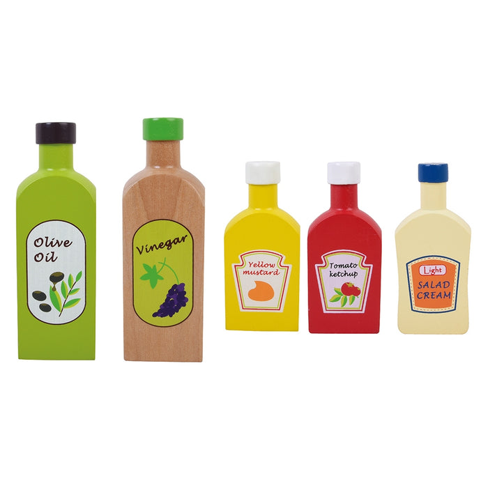 Wooden Sauce Bottles Set