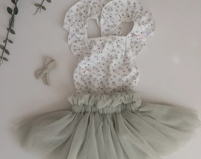 3pc set tutu fairy outfit with frill playsuit